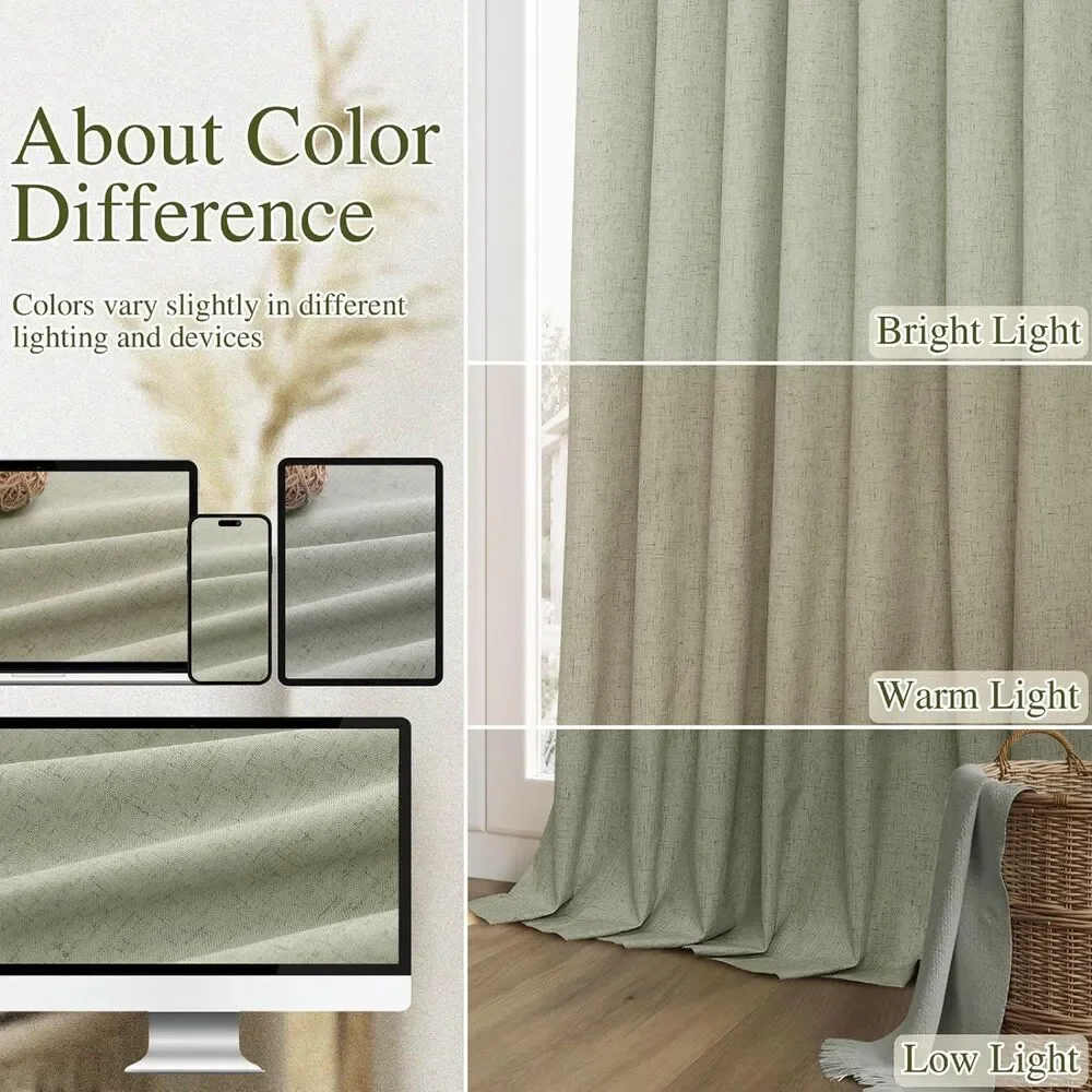 Brand New Sage Green Extra-Long Blackout Curtains – Set of 2